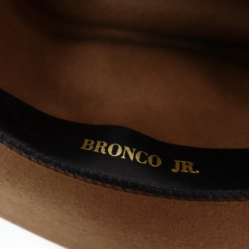 Eddy Bros Bronco Jr Wool Felt Cowboy Hat Youth M Brown Feather Western USA Made